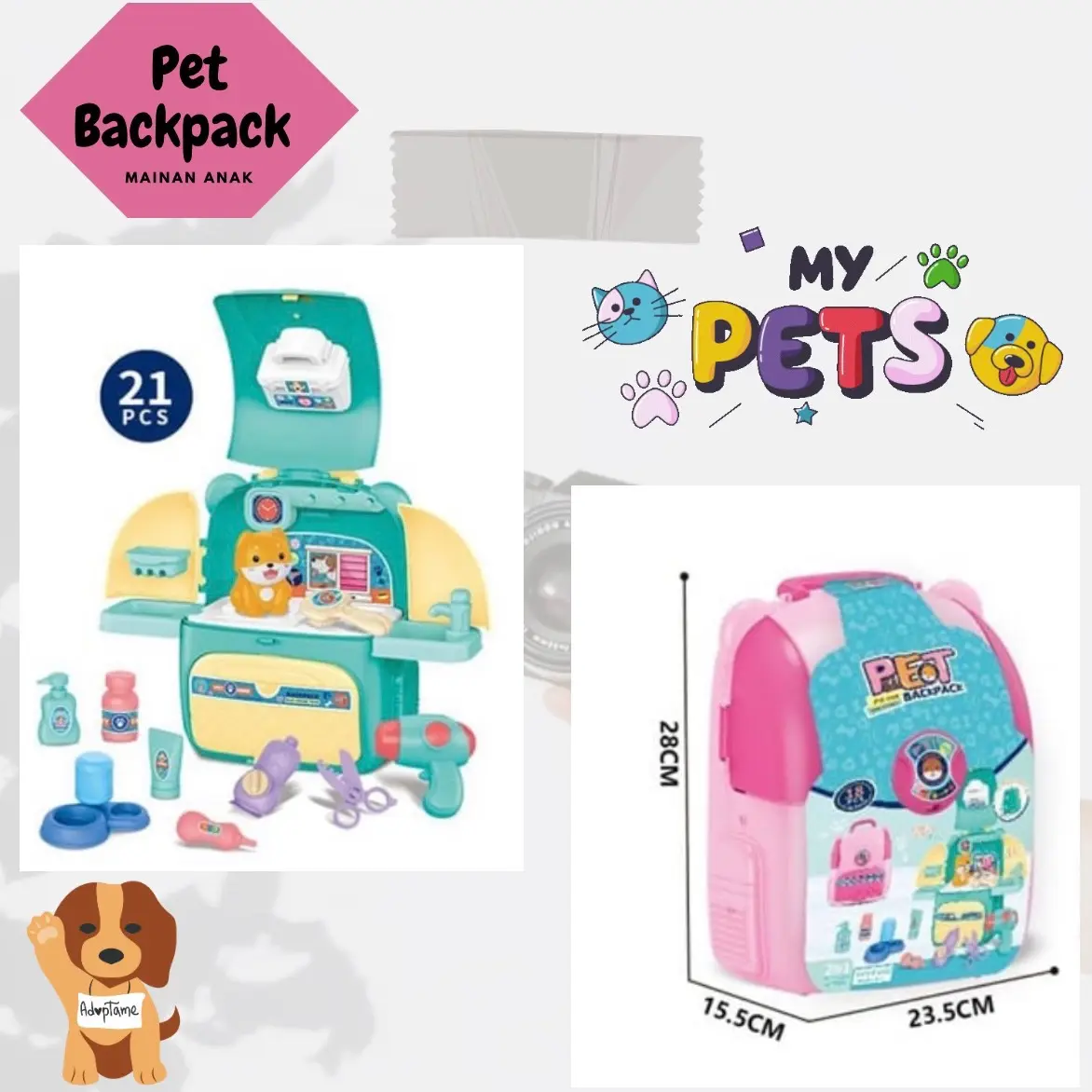 Mainan anak pet backpack