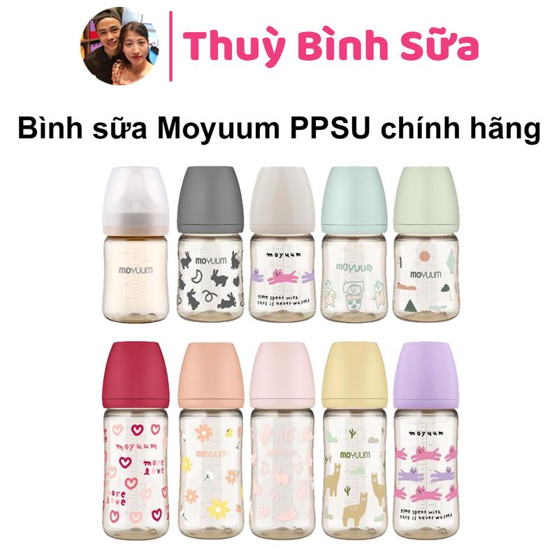 Bình sữa Moyuum 170ml/270ml Moyuum Mây, Moyuum Lạc Đà, Moyuum Hoa Cúc, Moyuum Thỏ Xám, hồng, Moyuum Love Đỏ, Vàng, Moyuum Baby Hồng, Xanh Hàn Quốc