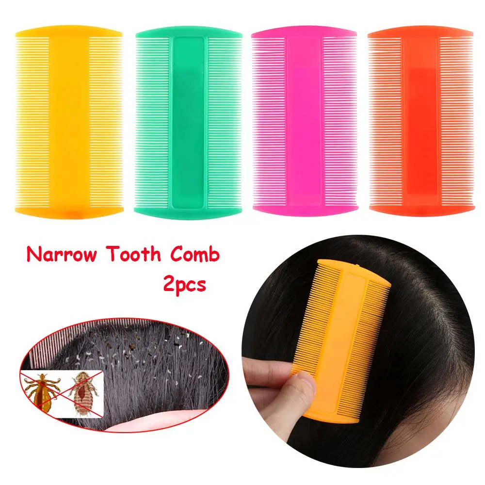 2Pcs Random Color Hair Care  Double Sided Flea Remove Narrow Tooth Comb Beauty Brush Hair Styling Tools Lice Comb