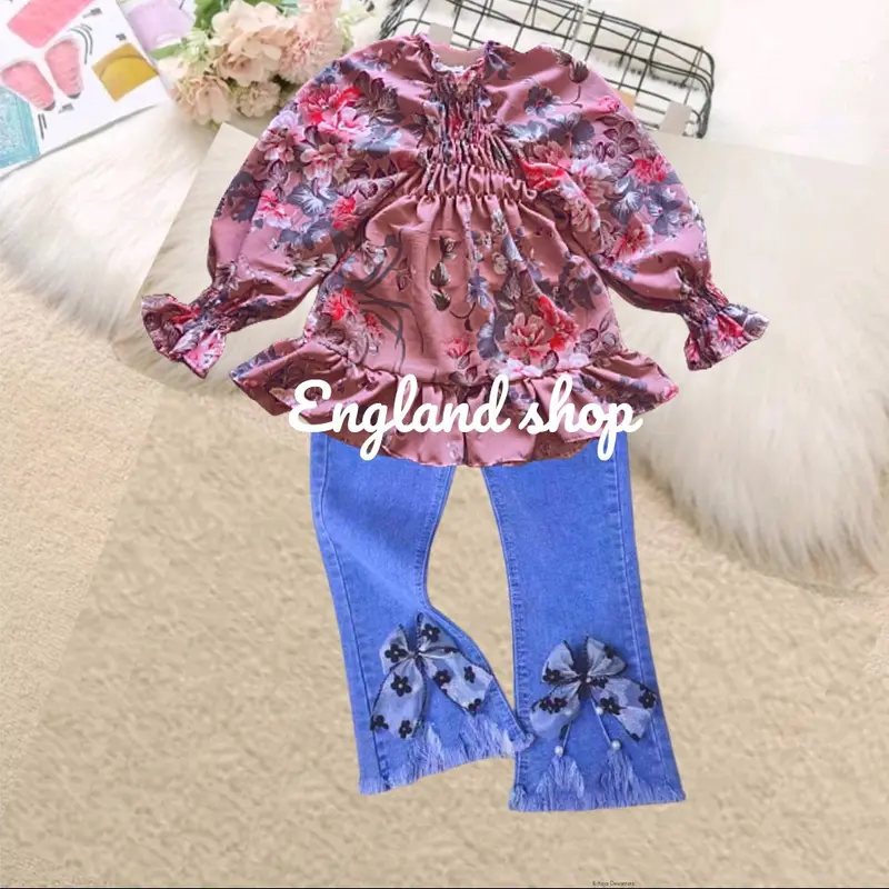 Baju anak perempuan import setelan jeans anak cewek import 1-10 tahun Katun 4
