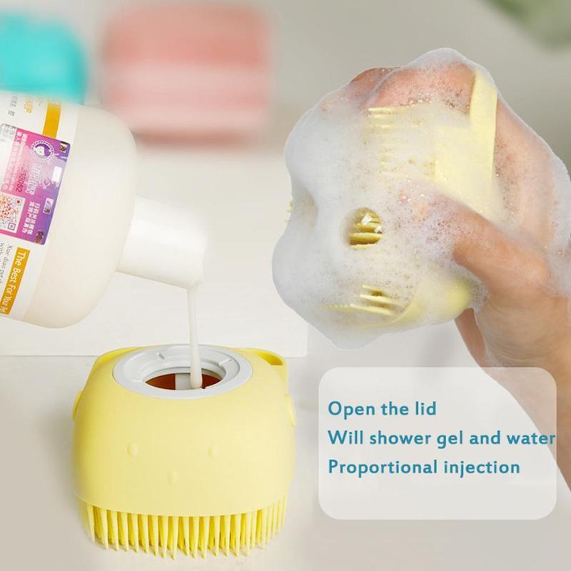 Soap Dispenser Brush for Shower (1 Count), Cleaning Products Mini Random Color Refillable Liquid Bath Brush, Hygiene Products, Everything Shower Products, Body Scrubber, Sweets Gifts for Men 3
