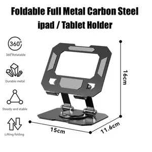 Full Metal Holder Tablet 360 Rotate Stand Foldable iPad Holder Adjustable