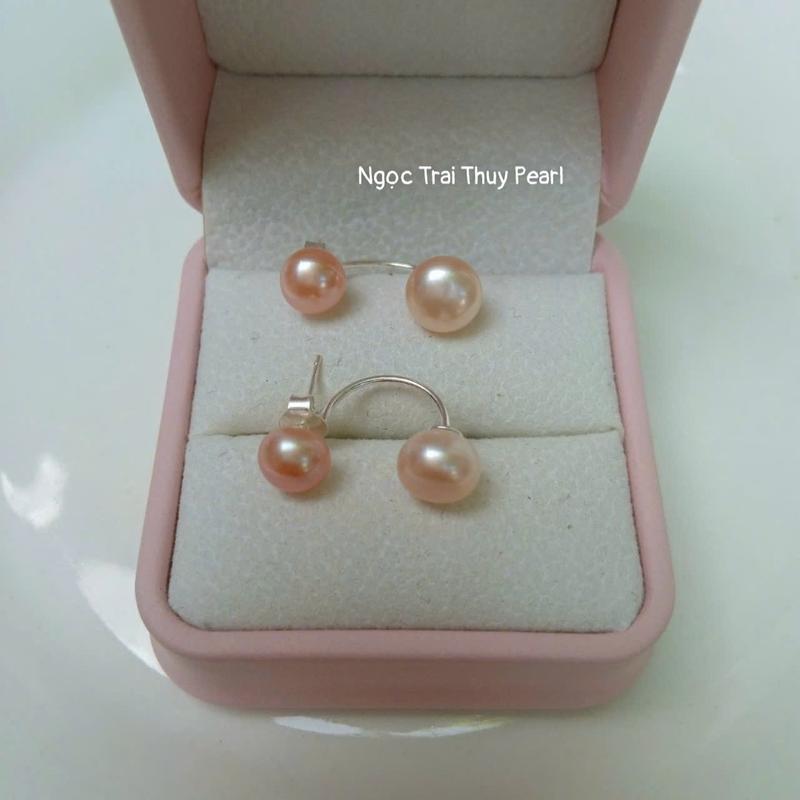 Product Introduction of Bông tai ngọc trai dáng treo size 7 -8mm dạng bán cầu  các màu đeo 2 kiểu 33