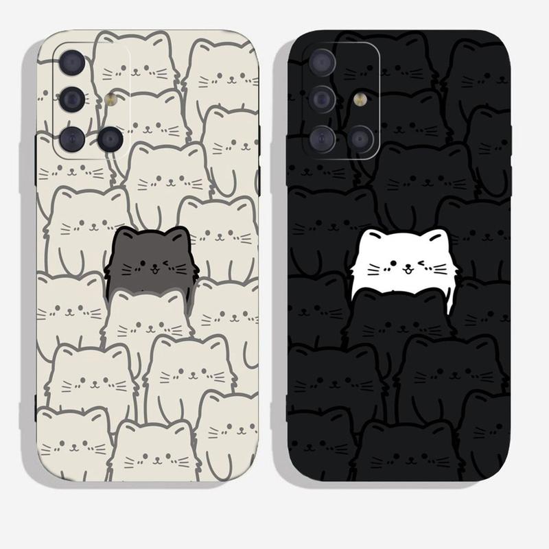 Ốp Lưng Dành Cho Samsung Galaxy A31, A51, A71, M51 cạnh viền vuông, có bảo vệ camera in hình mèo ngộ nghĩnh