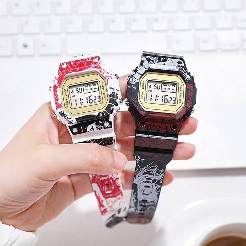 Jam Tangan Sukan Lelaki, One Piece, Jam Tangan Elektronik Berkilau, Jam Fesyen Digital Lelaki, Hadiah Hebat, F0K5 0