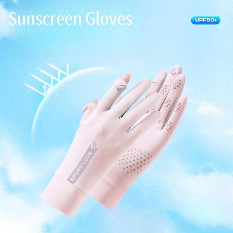 Women's Letter Print Sun Protection Gloves, Breathable Comfortable Sports Gloves for Cycling, Outdoor Sports Accessories for Women & Girls 3