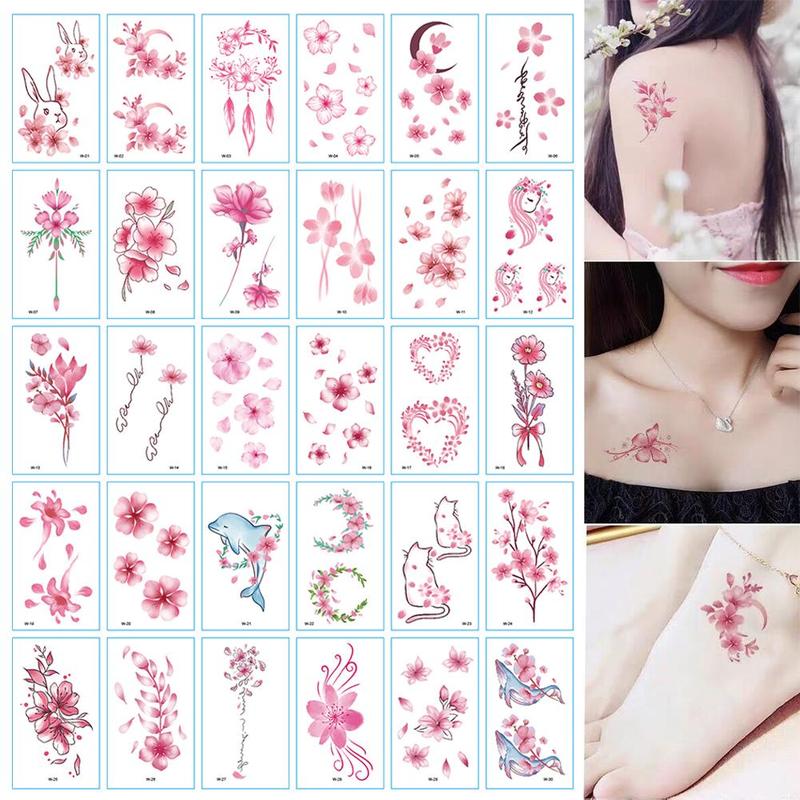 Product Introduction of 【 Set Of 30 Sheets 】 Tattoo Butterfly Pattern Floral Tattoo With A Lot Of Stripes To Choose From Color  Tattoo Sticker Paper Men's And Women's Tattoos 16