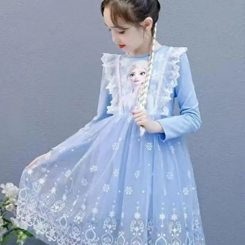 Váy Lolita Công Chúa Elsa, Dành Cho Bé Gái, Tay Áo Dài, Cổ Tròn, Váy Phồng Lưới, Thích Hợp Cho Mùa Xuân Và Mùa Thu 6