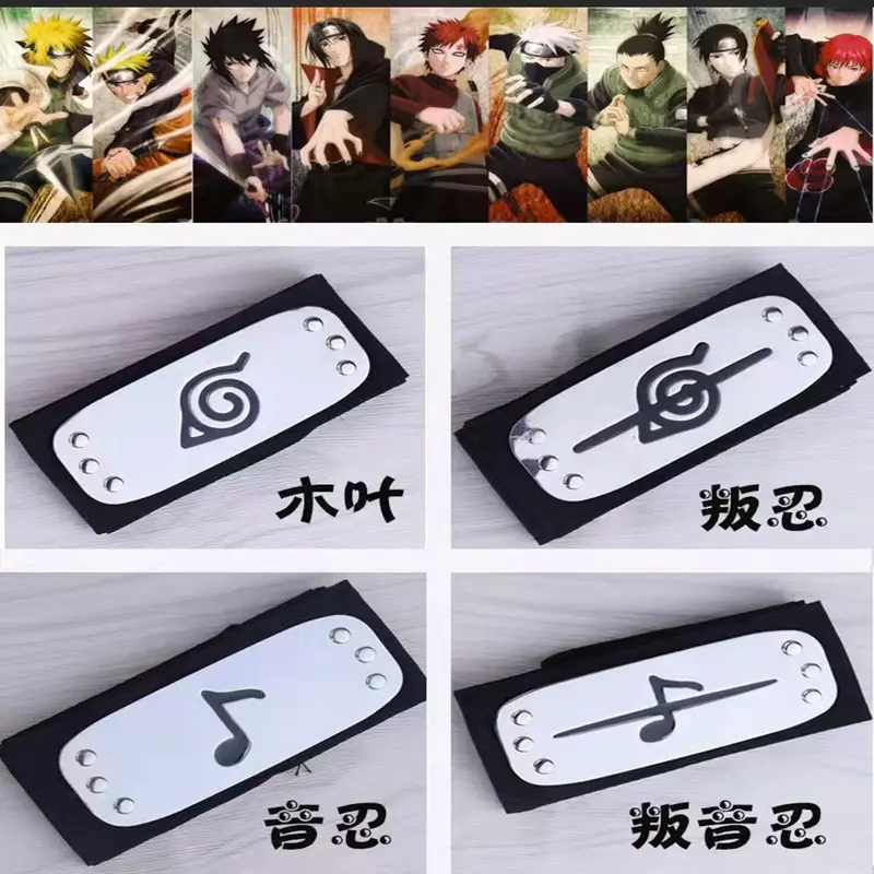 Băng đeo tay đeo hình lá Konoha Sasuke, Trang phục Anime Naruto Kakashi, Băng đô, Phụ kiện đội đầu, Cosplay 4