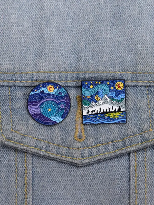 Creative Starry Sky Pattern Brooch, Cute Cartoon Badge for Daily Clothing Decor, Trendy All-match & Exquisite Brooch for Birthday Gift 4
