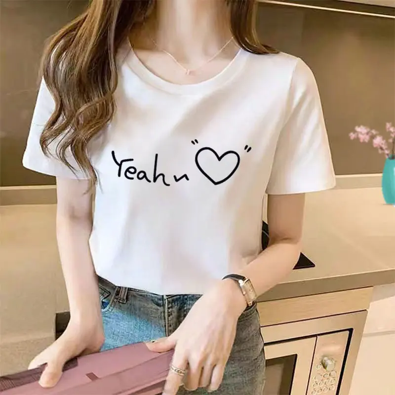 Áo Thun Ngắn Tay Màu Trơn Ngoại Cỡ, Trang Phục Mùa Hè Cho Nữ, Phong Cách Hàn Quốc, Dáng Rộng Vừa Vặn, Cổ Tròn, Có In Chữ, Áo Cánh Đồ Lót, Áo Thời Trang Top Women