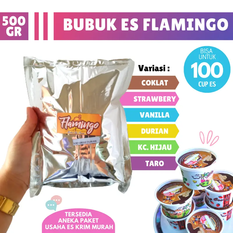 Bubuk Premix Bubuk Es Krim Vanila 500 gr Bubuk Pembuat Eskrim Soft Cone Flamingo 0