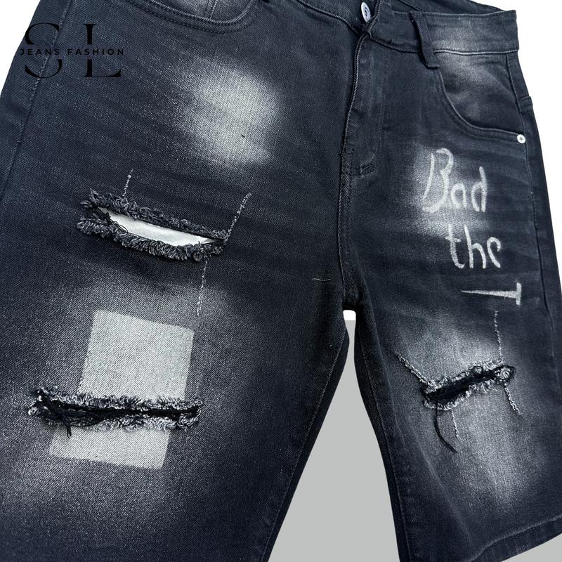 Product Introduction of "Có Bigsize(Size 28-41)"Quần Sọt Jeans Nam SL Màu Đen Phủ Khói Rách Thời Trang In Bad The Menswear Pants - Chất Vải Denim Co Giãn 4 Chiều, Đổi Size Miễn Phí, Giá Xưởng [Mã 19] 20