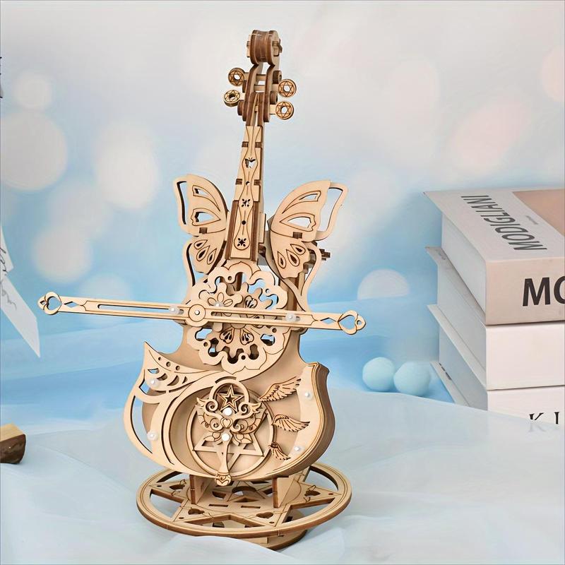 Product Introduction of Wooden Violin Design Music Box, 3D Puzzle, DIY Wooden Puzzle Kit, Creative Assembly Model, DIY Woodworking Kit for Teens & Adults 5