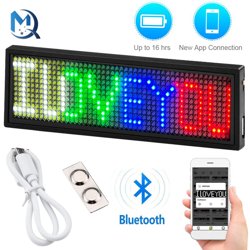 Huy Hiệu kỹ thuật số LED Bluetooth, sạc USB, huy hiệu Tên Có Thể Lập Trình tự…