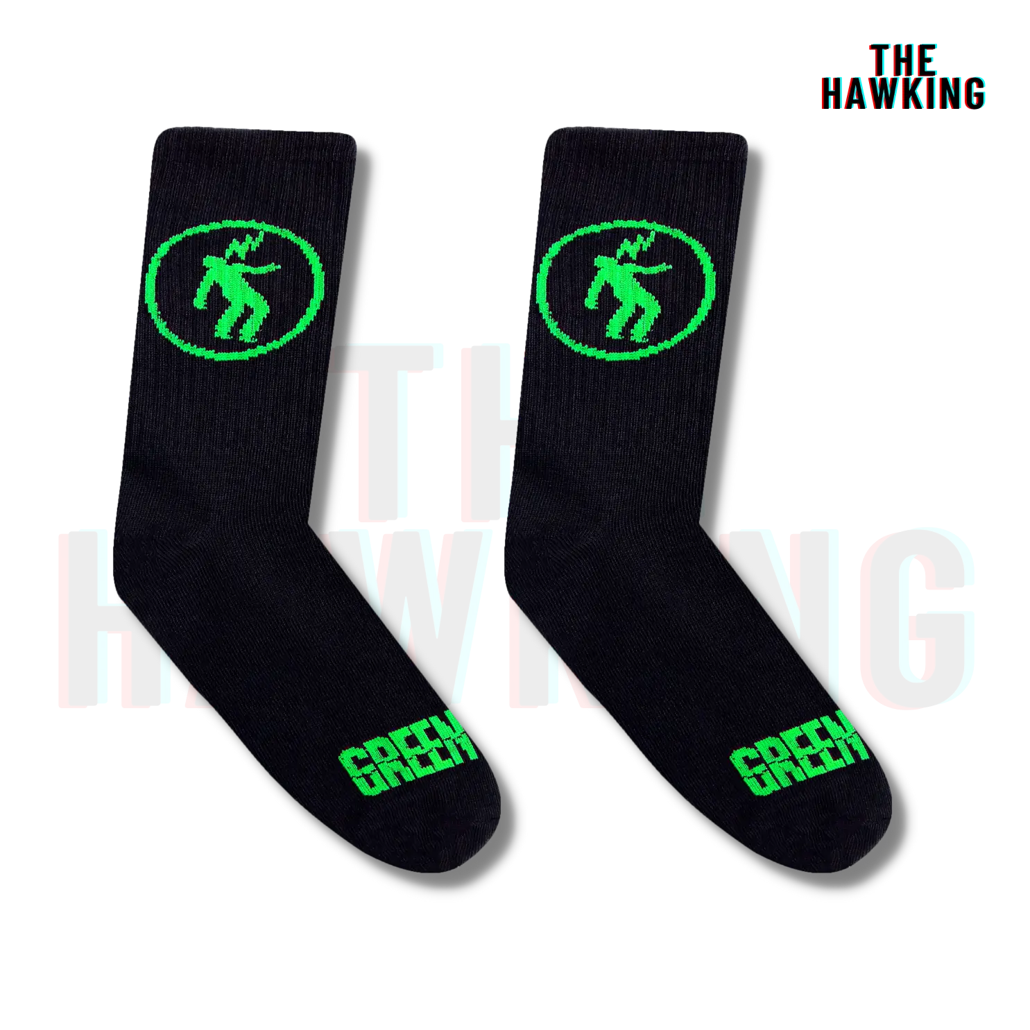 HAWKING - Kaos Kaki Oldschool Skate Motif Greenday Hitam New - X245