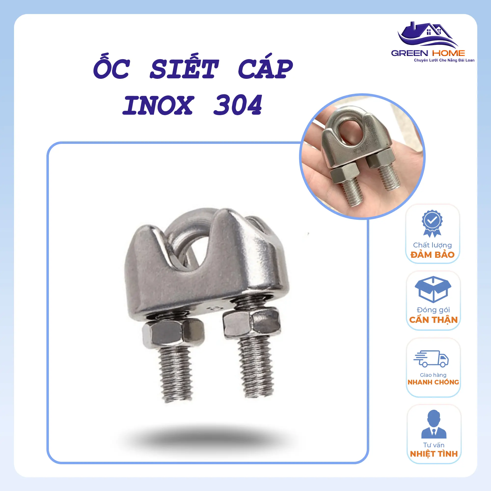Ốc Siết Cáp Inox 304 Cao Cấp Khóa Cáp, Cóc Kẹp Cáp - Size 3mm, 5mm, 6mm, 8mm, 10mm