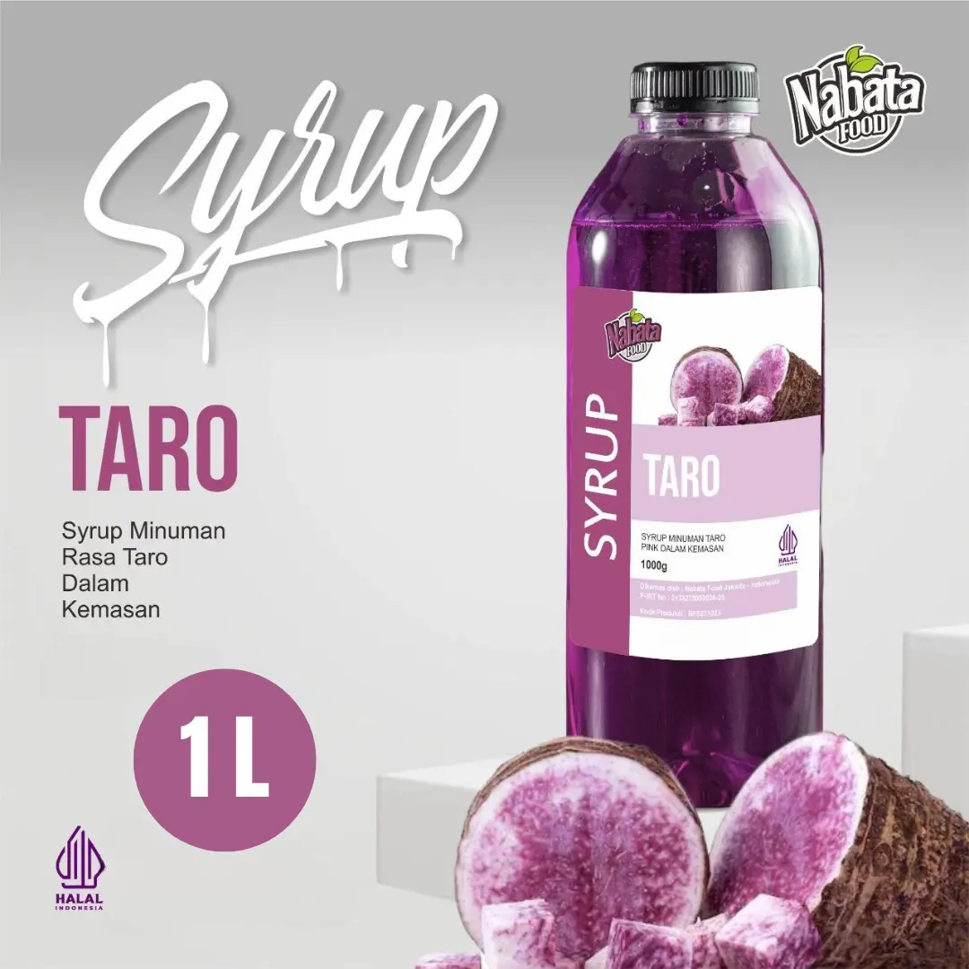 Nabata Food Sirup Rasa Taro Ubi Ungu 1 Liter I Syrup Taro Botol