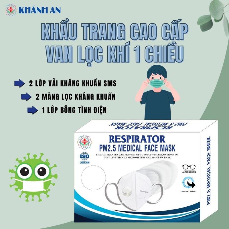 10 cái khẩu trang y tế N95 có van thở khánh an chính hãng RESPIRATOR PM 2.5 MEDICAL FACE MASK kháng khuẩn ngăn bụi mịn