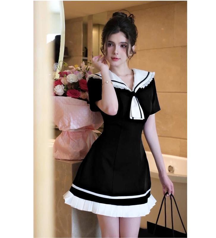 Đầm Váy Dáng Ngắn Phối Cổ Thủy Thủ Thời Trang Nữ váy xinh