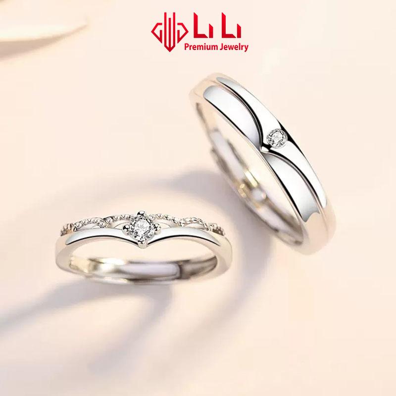 Nhẫn bạc cặp đôi LiLi S925 đính đá CZ cao cấp hình cô dâu và chú rể LILI_055360