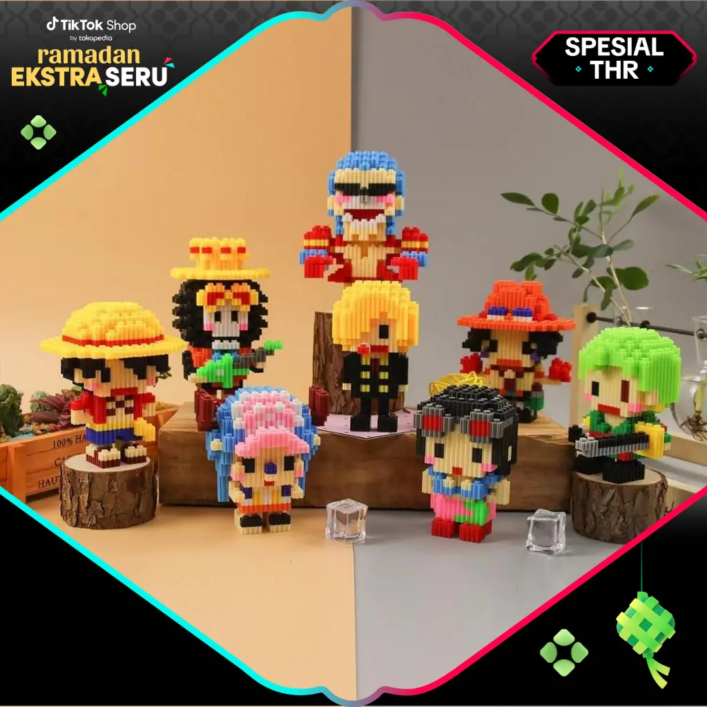 Nano Blocks ONE PIECE Mini Series 3D Model, Mainan Blok Susun, Blok Konstruksi DIY, Dekorasi Hiasan Karakter Animasi, hadiah Kado Anak
