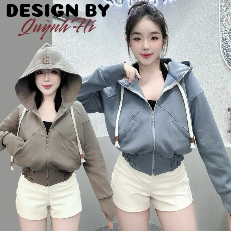 QH DESIGN | Áo Khoác Pc Cotton Túi Kéo Xéo Logo Nón Form Đẹp - Design By Quỳnh Hí