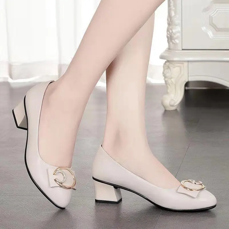 Giày Công Sở Chống Trượt, Dành Cho Nữ, Hàng Mới Về, Bề Mặt Mềm, Đế Mềm, Độ Dày Trung Bình, Gót Trung Bình, Thoải Mái, Chống Mài Mòn