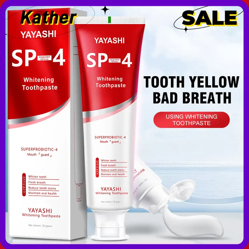 Yayashi SP-4 Probiotics Whitening Toothpaste Fresh Breath Improve Yellow Teeth 120G Oral