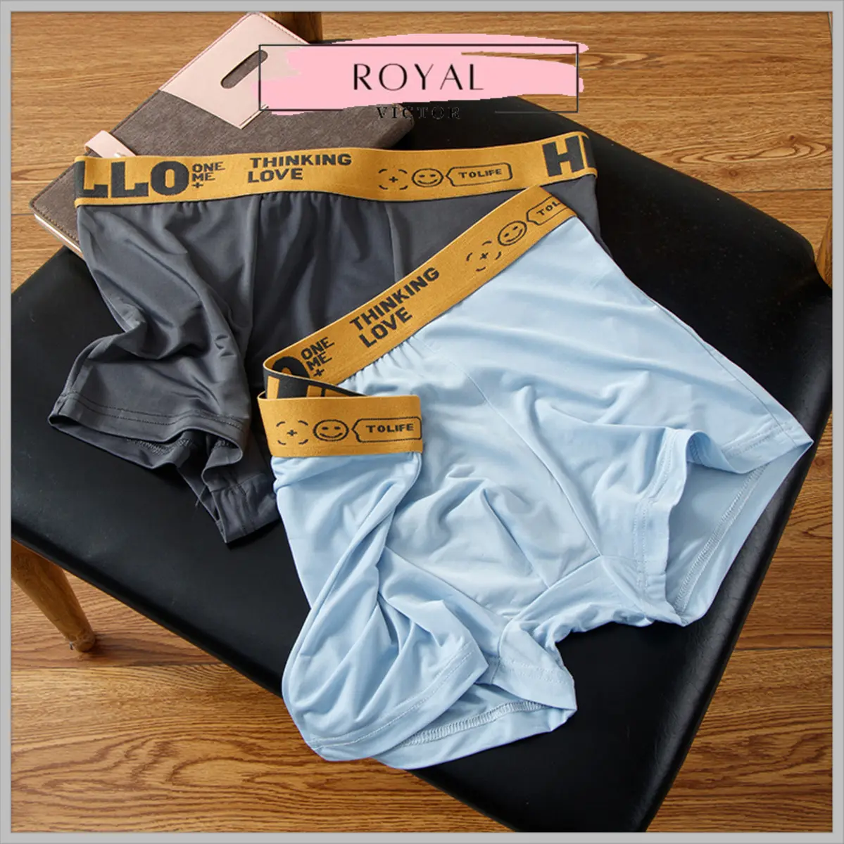 PAKET 6 PCS Celana Dalam Boxer Pria Hello Ice Silk Adem Lembut Tipis Antibakteri CDP006 Nyaman Hitam