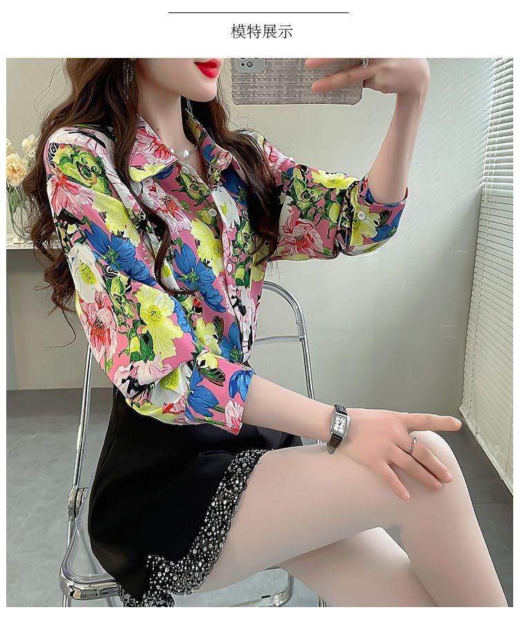 Product Introduction of Áo Sơ Mi Hoa Dài Tay Cho Nữ, Phong Cách Mùa Xuân, Sang Trọng Cao Cấp, Trẻ Trung Và Sành Điệu, Áo Voan Cổ bẻ Thanh Lịch 6