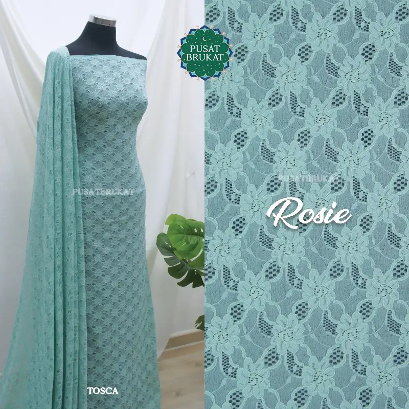 KAIN BRUKAT CORD / BAHAN BROKAT LACE METERAN KEBAYA WARNA SOFT, PBY 7146 ROSIE LEBAR 150CM [Harga per 0.5m] Pink 6