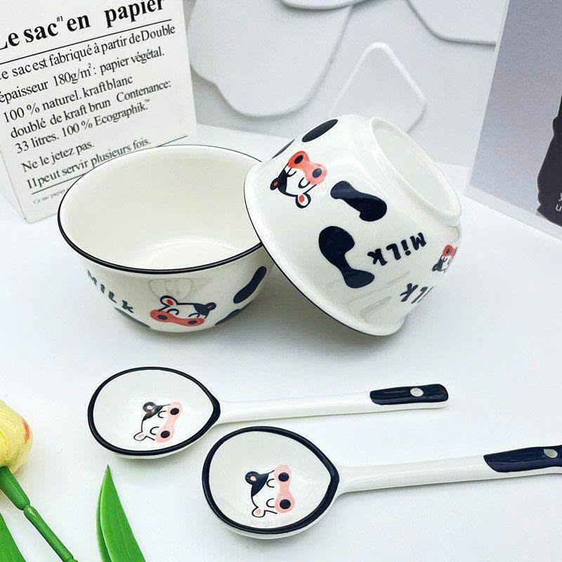 Bộ 2 bát sứ kèm 2 thìa đáng yêu/ set 2 chén tặng kèm 2 thìa mẫu mã đa dạng 1