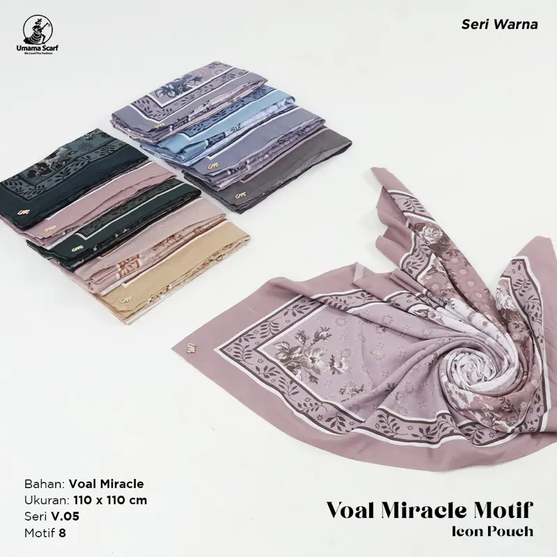 Voal Miracle Motif Print Metal Logo by Umama Scarf / Hijab Segi Empat Motif Lasercut LC / Jilbab Segiempat Premium Original Zaffa Hijab Seragaman 4