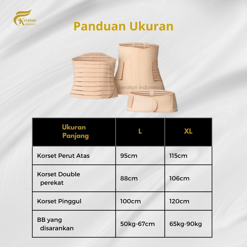Product Introduction of sabuk pendukung kehamilan Korset Gurita 3IN1 Pasca Melahirkan Keraton - 1 SET, Bungkus 3PCS, Stagen Korset Pelangsing Perut Buncit, Sabuk Ibu Hamil Full Body Belt, Size L - BB 51-68 kg Wanita bersalin nude 13