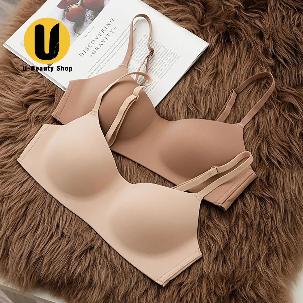 U-Beauty Shop ชุดชั้นใน ไร้รอยต่อ คัพบาง  เต้านมขนาดเล็ก รวบรวมด้านบน รองรับ ไม่มีแหวนเหล็ก ชุดชั้นในระบายอากาศได้สบาย Clothing เสื้อผ้า
