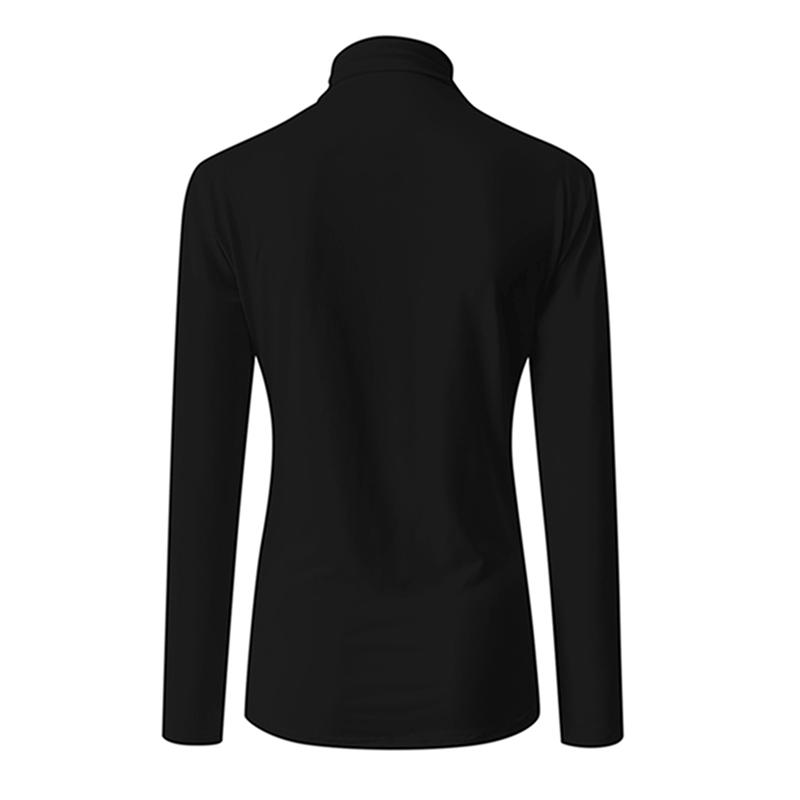 Product Introduction of Women's Solid Color T-Shirts Turtle Neck Long SleevesFit Casual Fall Pullover Tops Cotton Womenswear Lingerie Streetwear 34