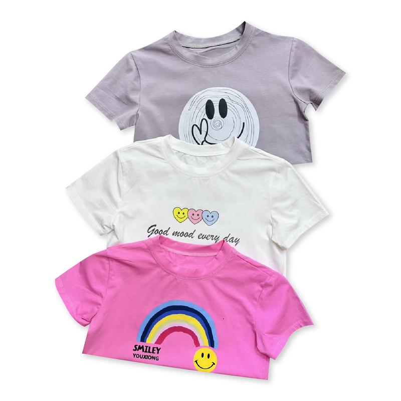 Áo Thun Cotton Tay Ngắn In Hình Dành Cho Bé Trai - Bé Gái 3