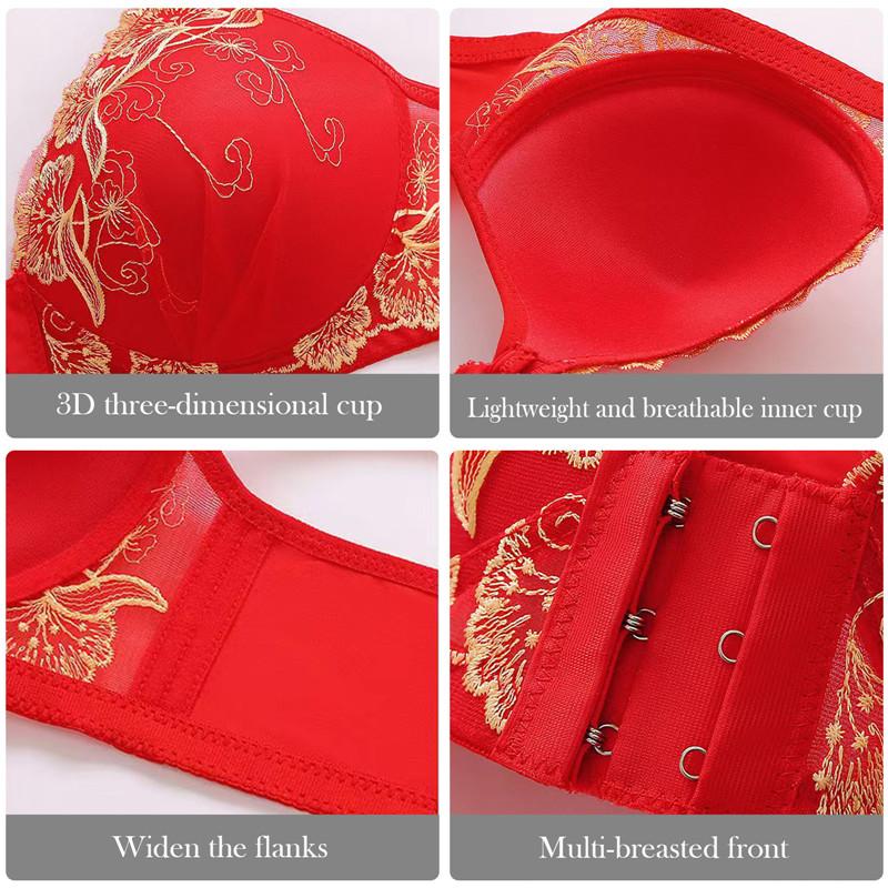 Product Introduction of Button Embroidery Brassiere Bralette Wireless Underwear Women's Bras Seamless Floral Push Up Bras Wireless Front Comfy Lingerie 34