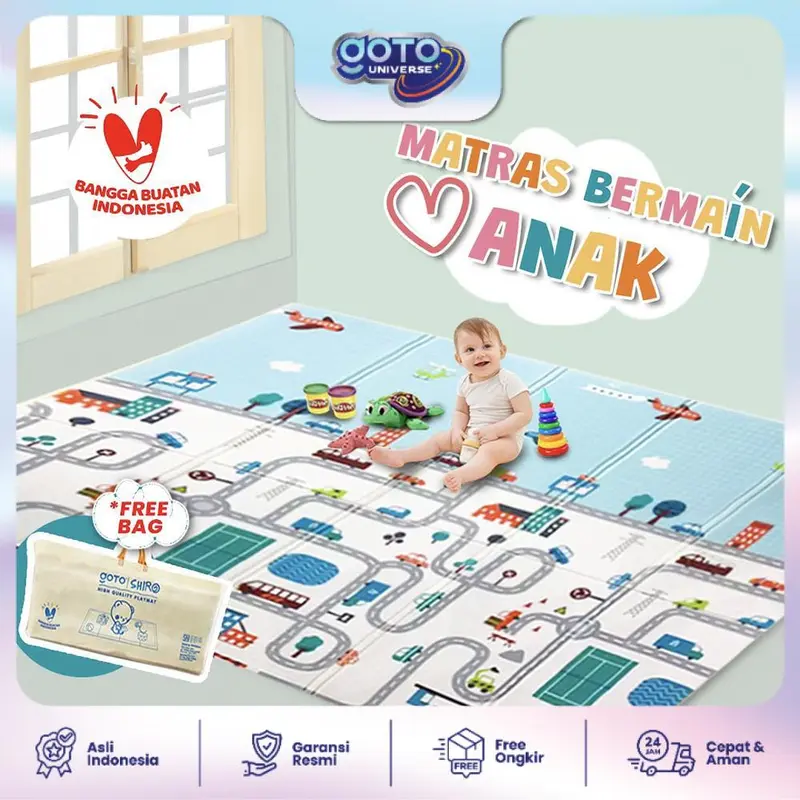 Goto [COD] Shiro Playmate Bayi Matras Lipat Playmat Anak Tebal 180x200 cm 0