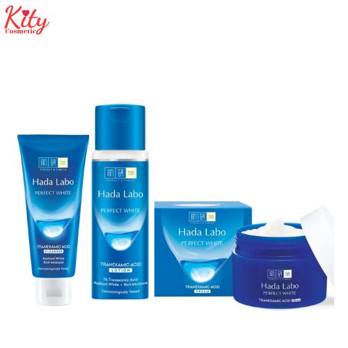 Sữa rửa mặt 80g + Dung dịch 170ml + kem dưỡng 50g bộ sản phẩm dưỡng trắng da Hada Labo Perfect White
