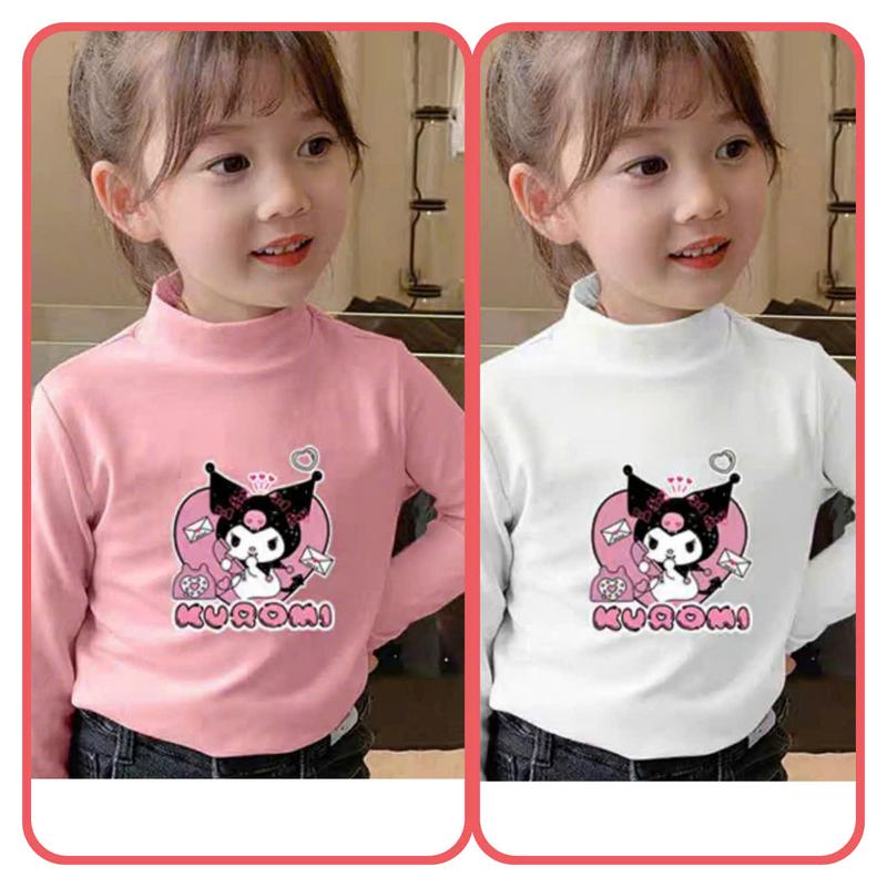 Áo giữ nhiệt in KUROMI mặt trong lớp bông cào dành cho bé gái từ 14-32g mặc vừa, chất vải co giãn mềm mịn, phong cách sành điệu-quần áo giữ nhiêt trẻ em.DL Fashion.