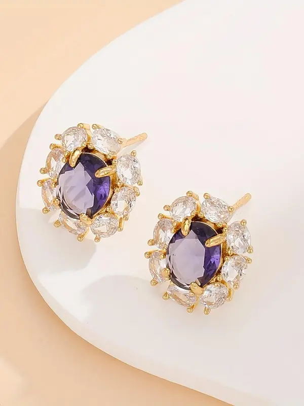 Women's Elegant Crystal Stone Decorated Jewelry Set, Vintage Style Pendant Necklace & Dangle Earrings & Ring & Bracelet, Fashion Jewelry for Party, Daily Decor 2