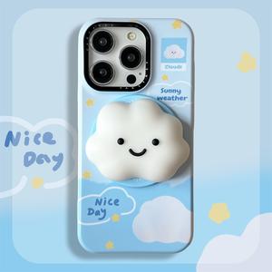 เคสแม่เหล็กเมฆน่ารัก, การออกแบบ Jellycat การรักษา, เข้ากันได้กับ iPhone 16 Pro Max, เคสโทรศัพท์ Apple 15, 14 และ 15 Pro Max, พร้อมขาตั้งแม่เหล็กเมฆ Jellycat