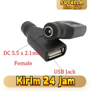 DC Power Adapter Converter Type-C USB Male to Jack DC 5.5x2.1mm Female Sambungan Konektor