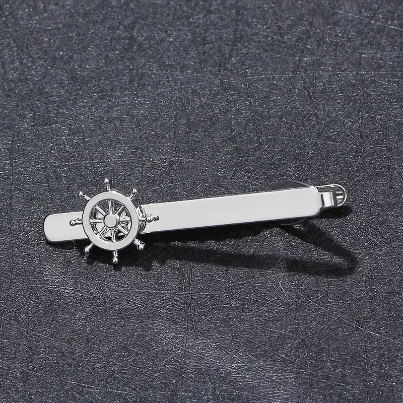 Fashion Solid Color Silver Tie Clip Anchor Shape Shirt for Men Business High Quality Necktie Clips Accessories Alloy Silver Metal Gift for Boyfriend