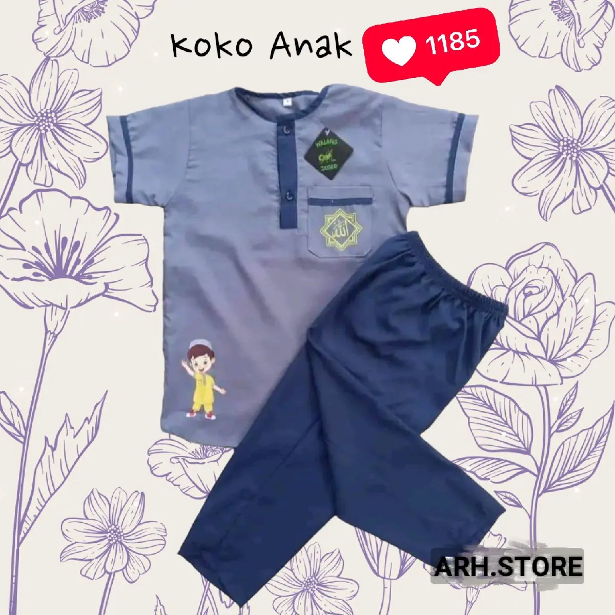 Setelan Kaos Anak / Setelan Baju Koko Anak Viral Terbaru Murah cod Fashion muslim Cowok Katun Nyaman Panjang Kurta Turki Celana Peci