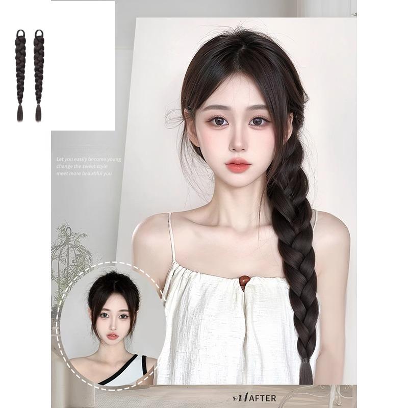 Tóc Giả Bện, Phong Cách Lười Biếng, Nhẹ Nhàng Và Thanh Lịch, Tóc Gợn Sóng Tự Nhiên Mô Phỏng, Tăng Tóc, Tóc Giả Đuôi Ngựa Bện Xoắn Chiên Dough Cổ Điển