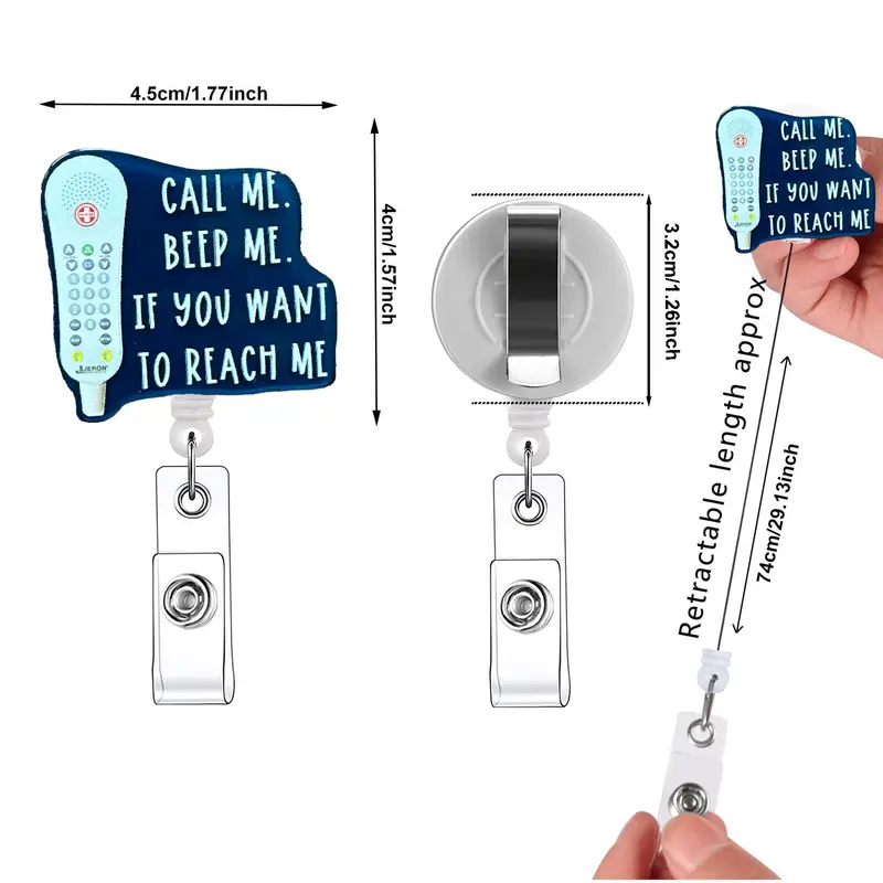 Retractable Badge Reel, 1 Count Acrylic ID Holder with Clip for Nurses, Doctors, Students & Office Staff, Identification Badges & Supplies 1