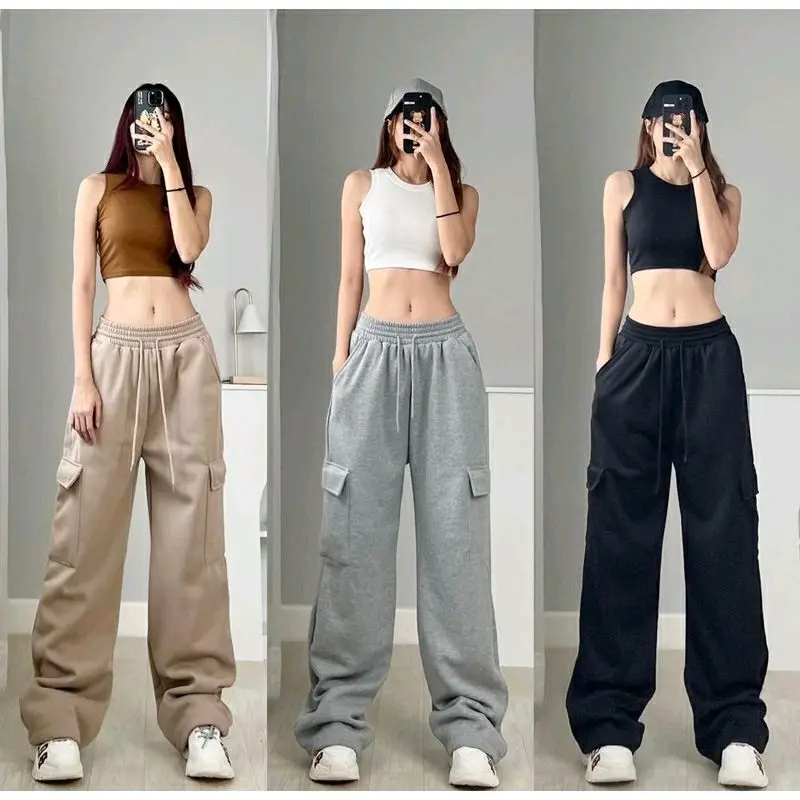 Premium Jooly Cargo Pants Standar / Jumbo Bigsize - Celana Kulot Highwaist Baby Terry Loose Pants Celana Panjang Wanita Casual